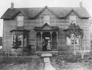 Front View of Lyons House in Black and White