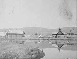 Oakley City Church and Townhall in Black and White